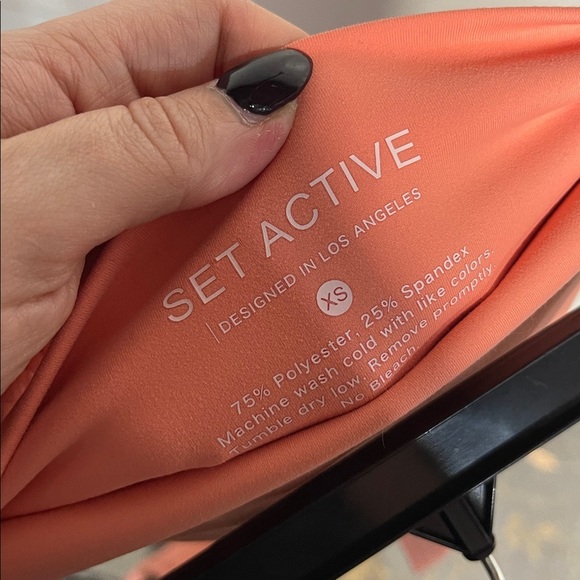 SET ACTIVE WOMENS HIGH RISE CORAL LEGGINGS XS FULL LENGTH - Picture 6 of 7